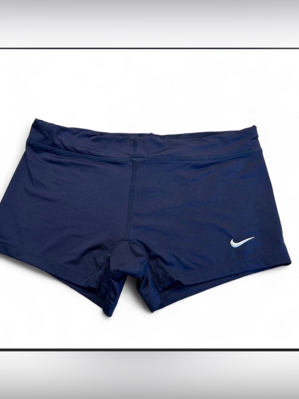 Nike Navy Blue Dri-FIT Athletic Shorts with White Swoosh